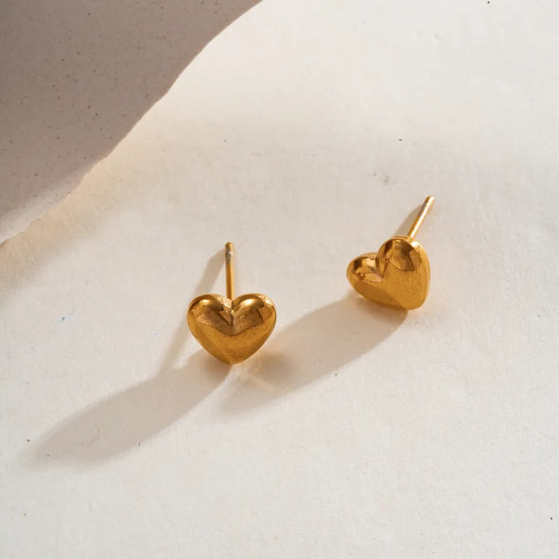 Minimal Heart-Shaped Gold Studs – 18K Gold Plated