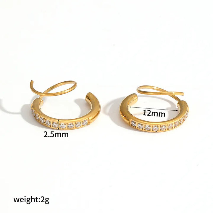 Spiral Zircons Earrings – 18K Gold Plated