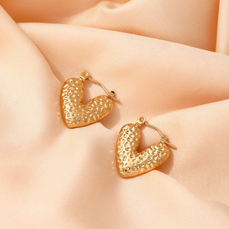 Heart Shaped Hoop Earrings – 18K Gold Plated