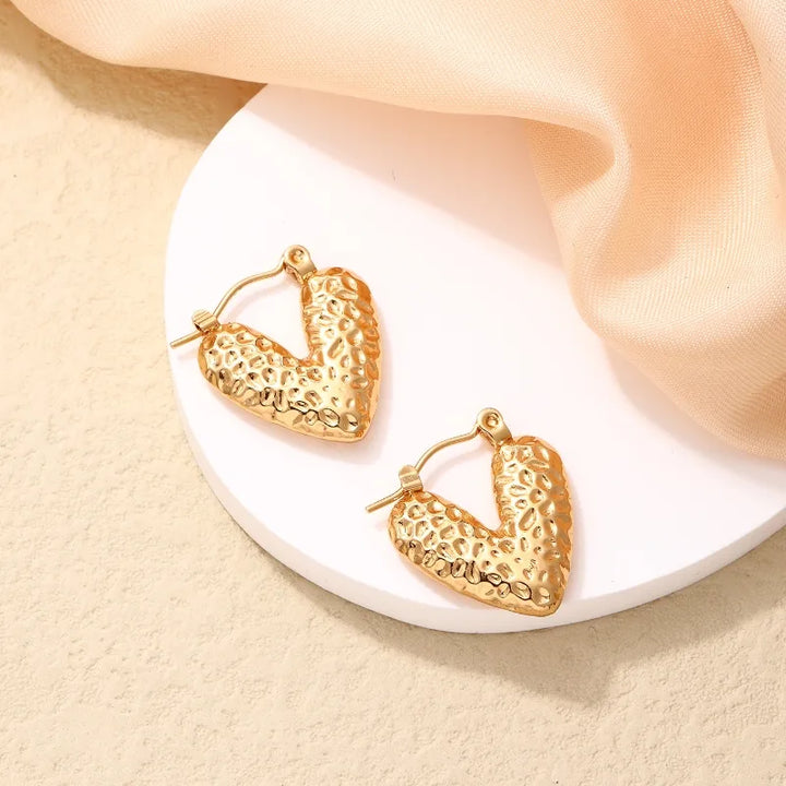 Heart Shaped Hoop Earrings – 18K Gold Plated