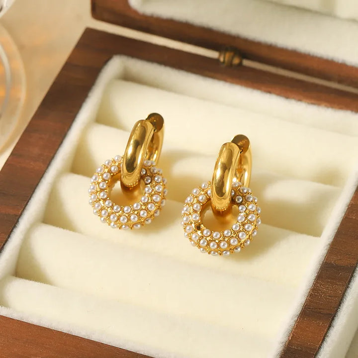 Dainty Crystal Pave Hoops - 18K Gold Plated