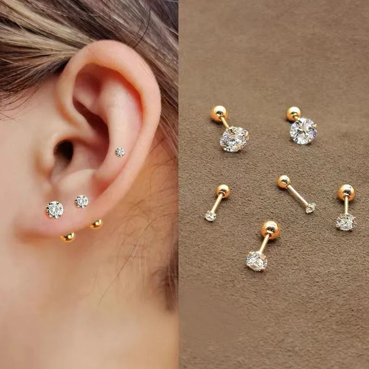 Set of 3 Stud Earrings – 18K Gold Plated