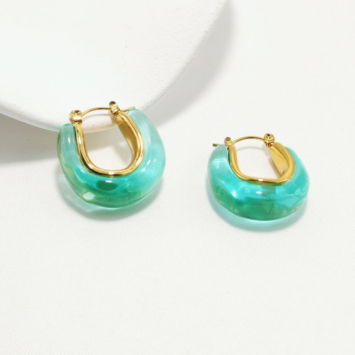 Oceanic Blue Hoop Earrings - 18K GOLD PLATED