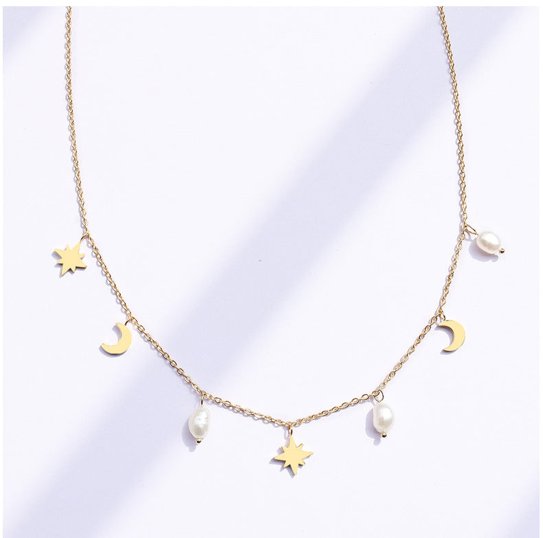 Starry Nights with Pearl Necklace – 18K Gold Plated