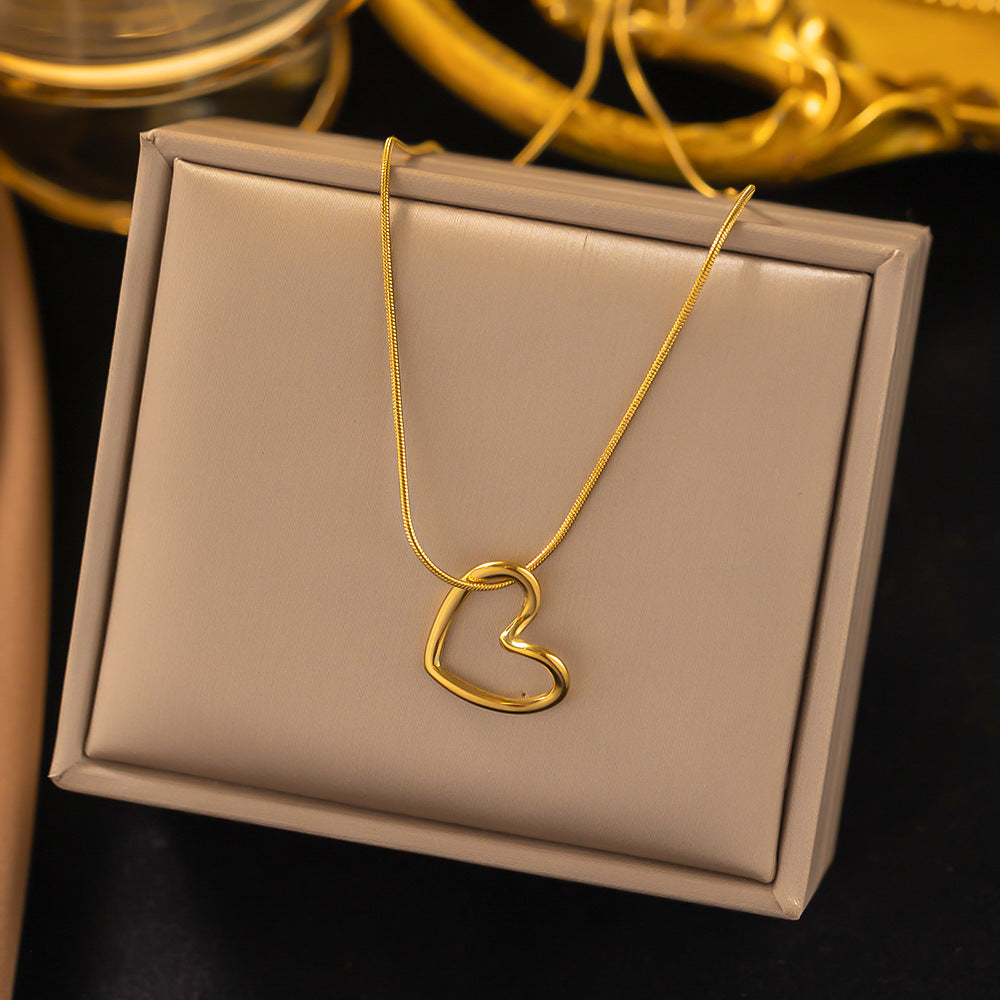 IG Style Hollow Heart Pendant Necklace – 18K GOLD PLATED