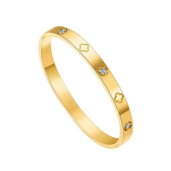 Crystal Love Bangle Bracelet - 18k Gold Plated