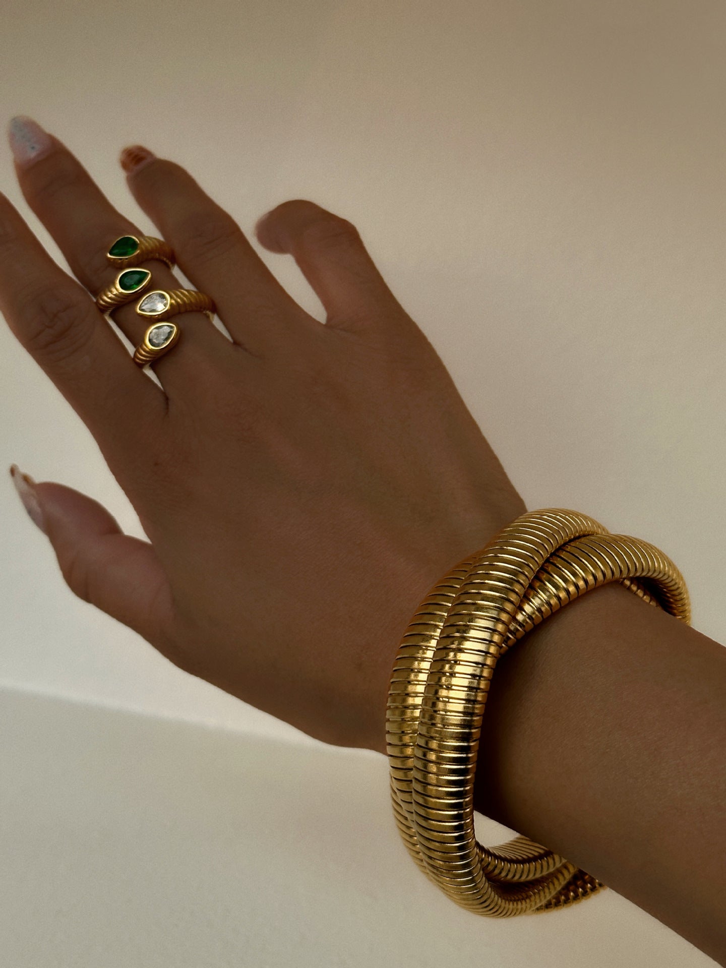 Three Layers Spiral Bangle – 18K Gold Plated