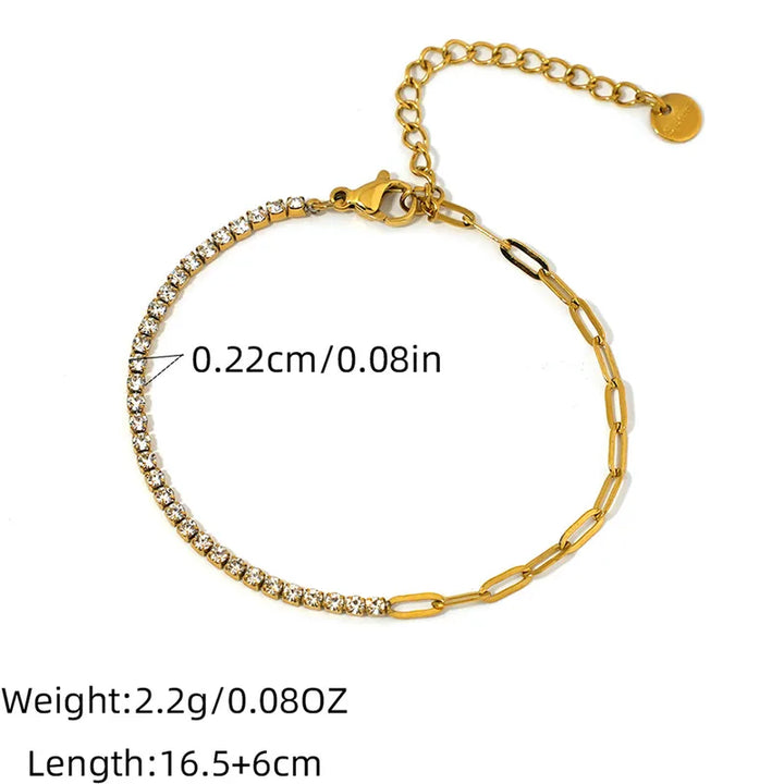 Tennis x Paperclip Bracelet – 18K Gold Plated