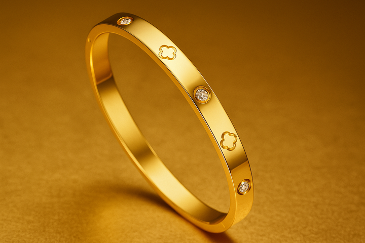Crystal Love Bangle Bracelet - 18k Gold Plated