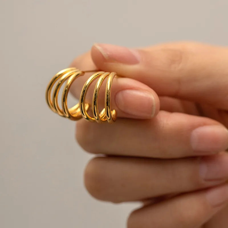 Triple Circle Hoop Earrings - 18K GOLD PLATED