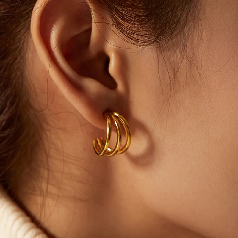 Triple Circle Hoop Earrings - 18K GOLD PLATED