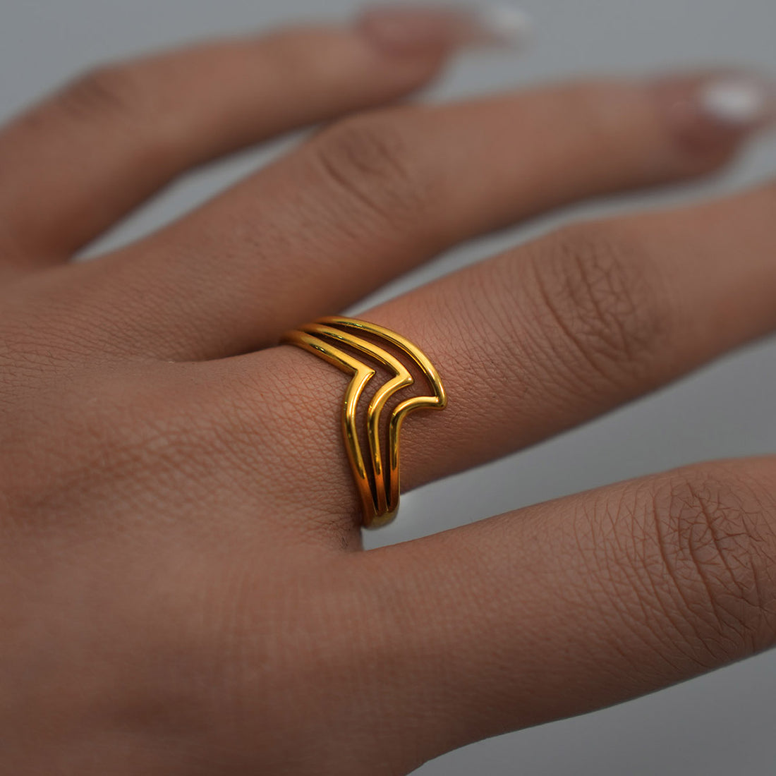 Ocean Wave Adjustable Ring – 18k Gold Plated