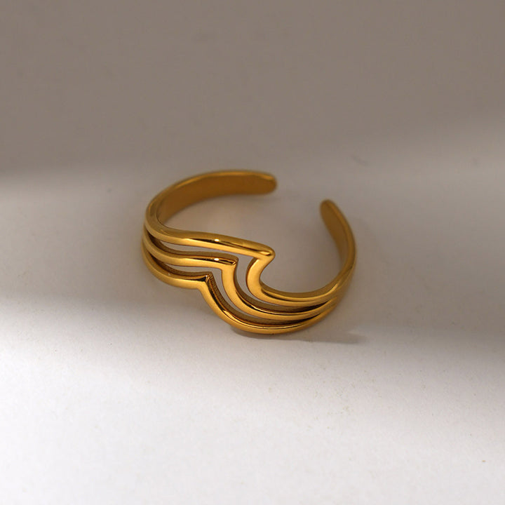 Ocean Wave Adjustable Ring – 18k Gold Plated