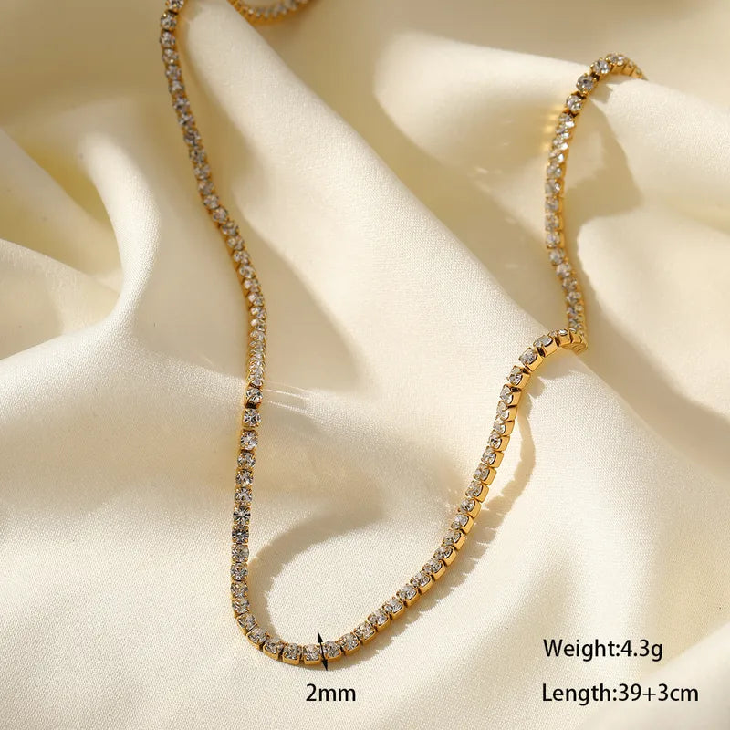 Classic Tennis Necklace – 18K Gold Plated