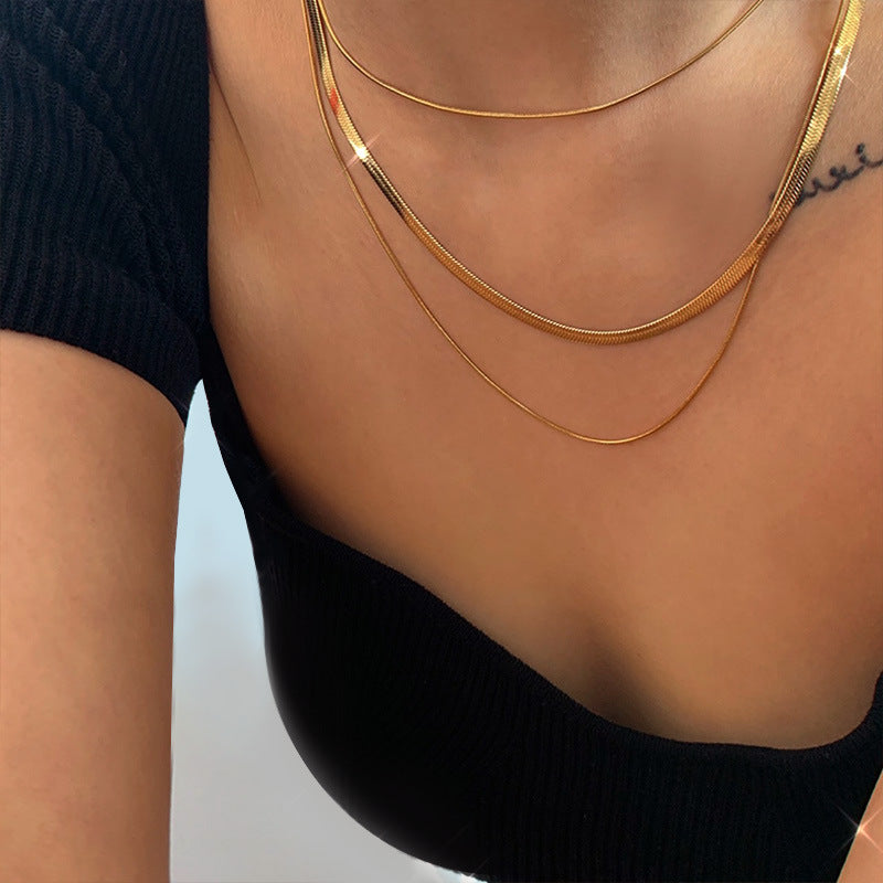 Sleek Three Layered Chain Necklace – 18K Gold Plated
