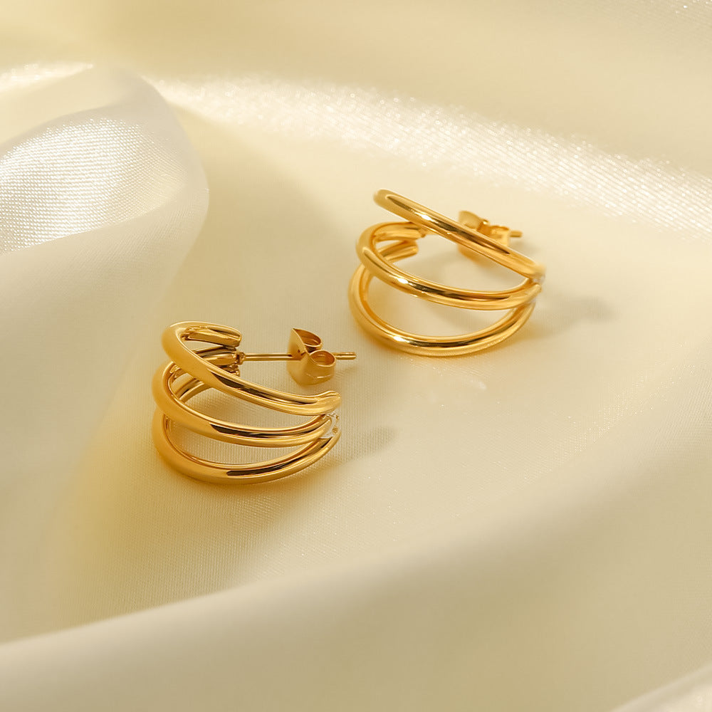 Triple Circle Hoop Earrings - 18K GOLD PLATED