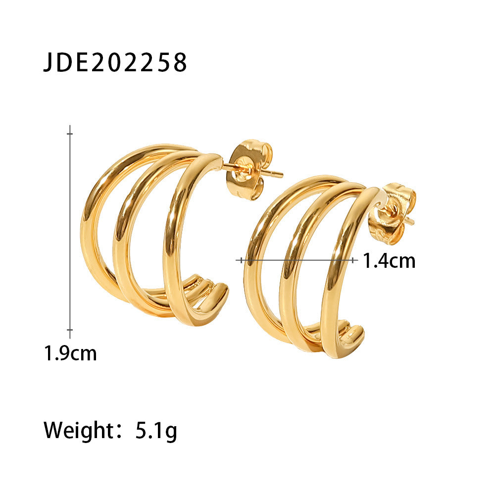 Triple Circle Hoop Earrings - 18K GOLD PLATED