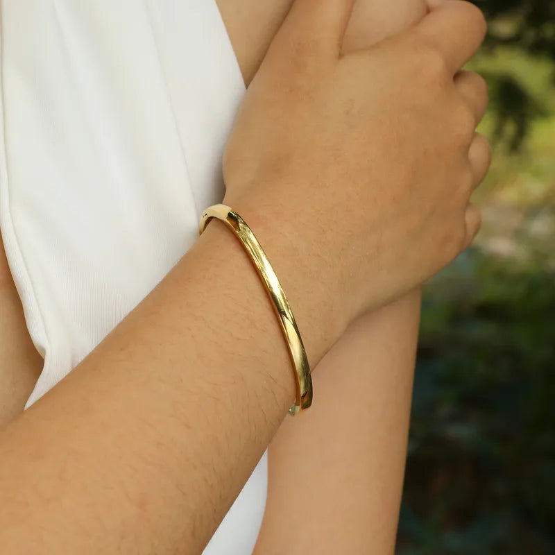 Plain Stackable Bangle Bracelet – 18K GOLD PLATED