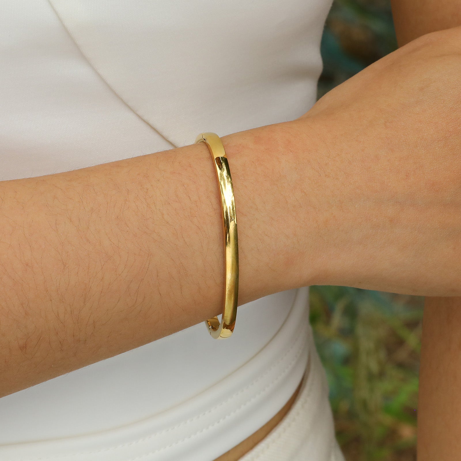 Plain Stackable Bangle Bracelet – 18K GOLD PLATED