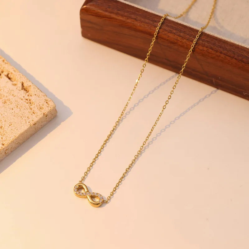 Diamond Infinity Pendant Necklace – 18K Gold Plated