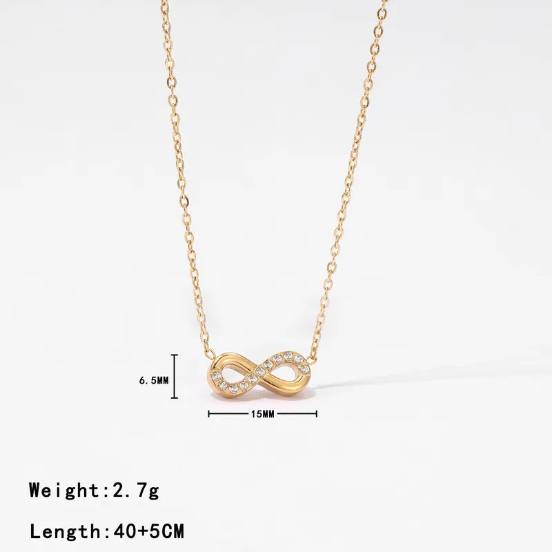 Diamond Infinity Pendant Necklace – 18K Gold Plated