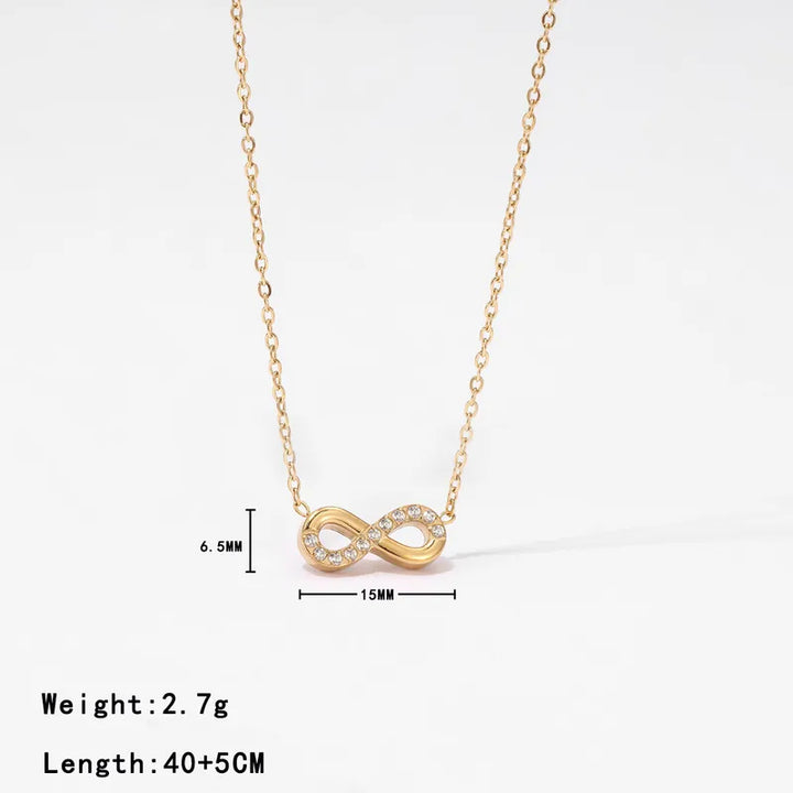 Diamond Infinity Pendant Necklace – 18K Gold Plated
