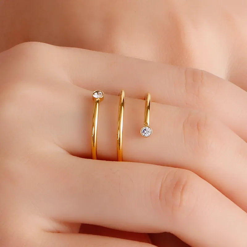 Diamond Studded Spiral Ring – 18k Gold Plated