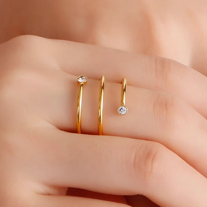 Diamond Studded Spiral Ring – 18k Gold Plated