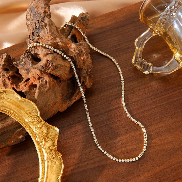 Classic Tennis Necklace – 18K Gold Plated