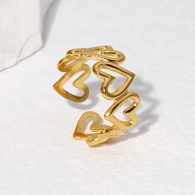 Sweet Hearts Adjustable Ring – 18k Gold Plated