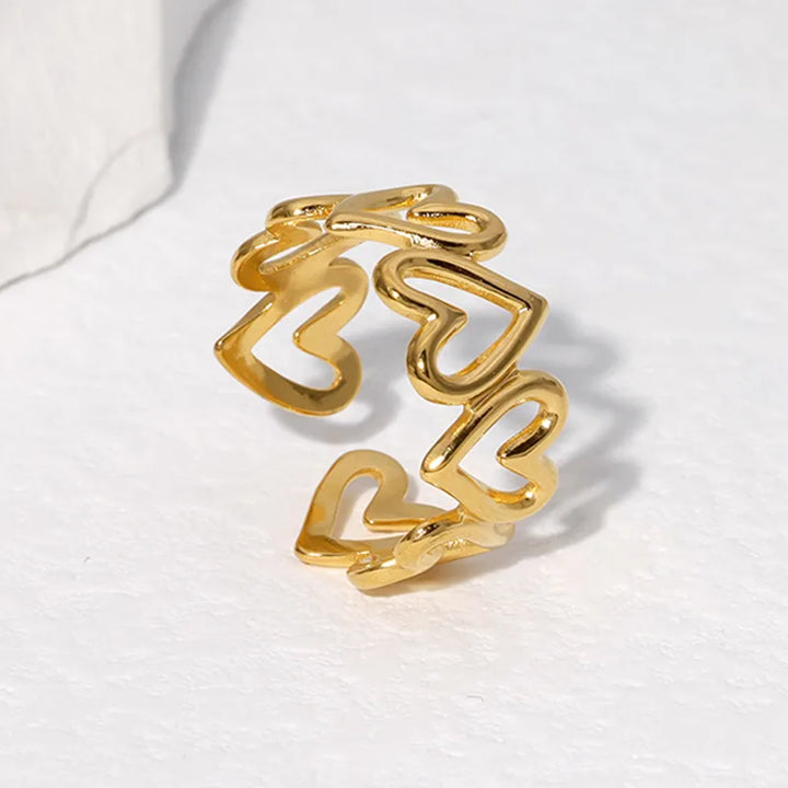 Sweet Hearts Adjustable Ring – 18k Gold Plated