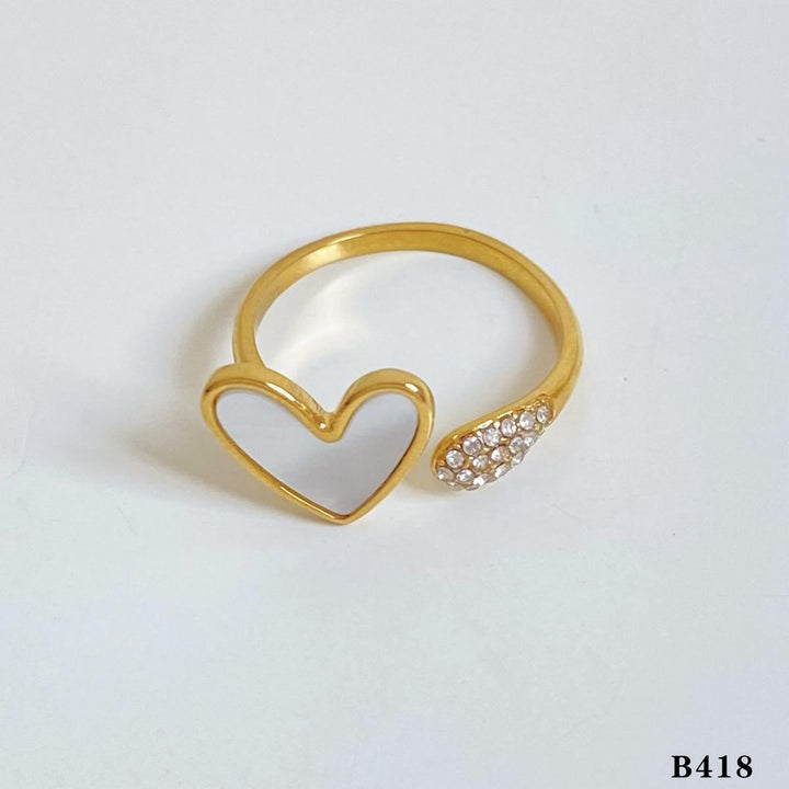 Open Heart Ring with Zicrons – 18K Gold Plated
